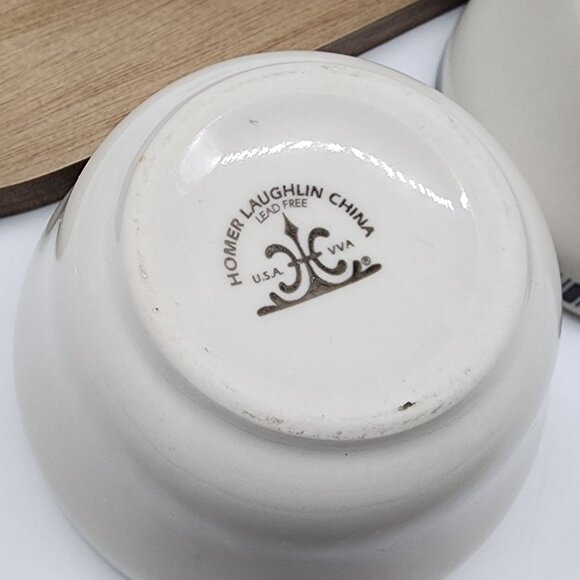 Homer Laughlin Impressions Sauce Bowls With Wooden Tray Serving Gravy - Picture 3 of 8